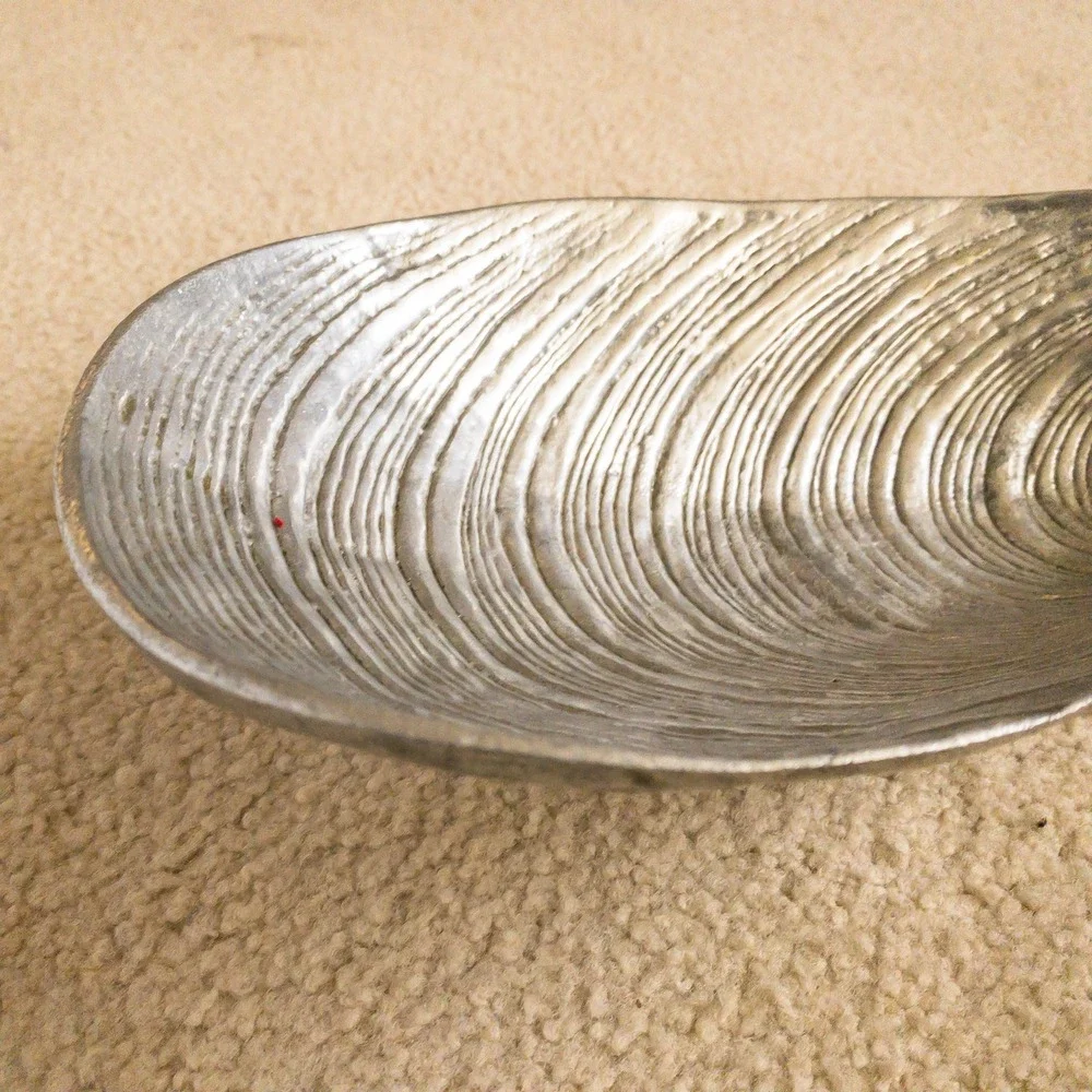 Arthur Court Mussel Shell Serving Bowl Silver Vintage 1977 Aluminum